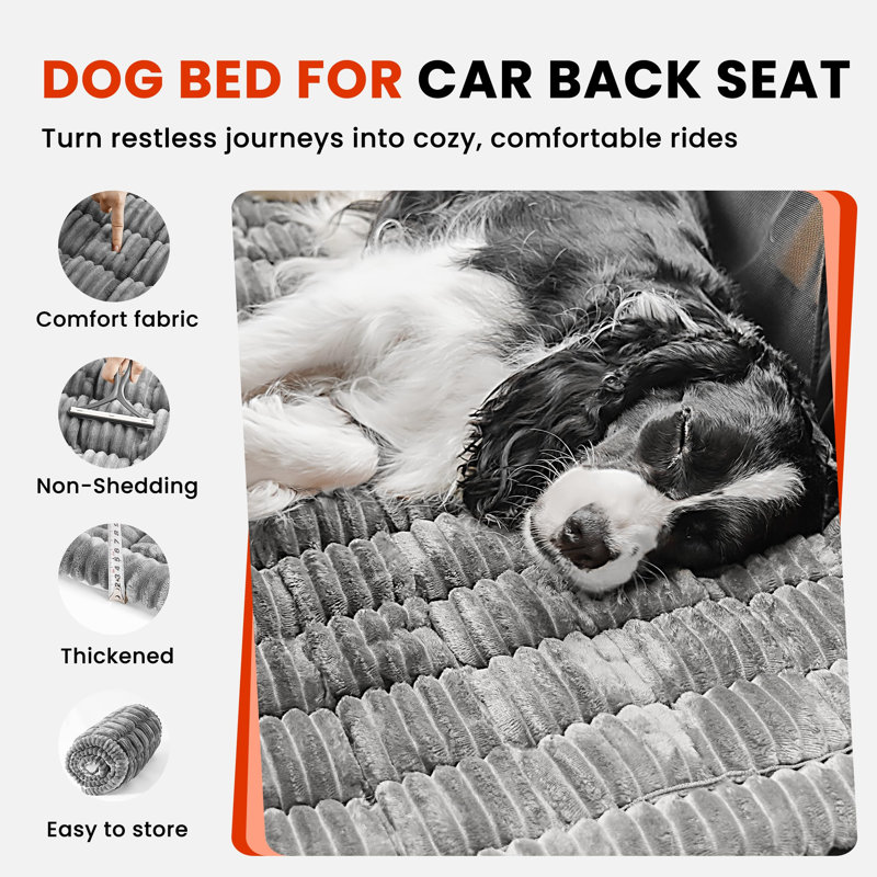 Backseat Dog Bed Mat for Car, Non-Slip Dog Bed for Car Back Seat, Soft & Cozy Dogs Blanket, Washable Travel Pet Mat Seat Protector for Cars, SUVs, Trucks
