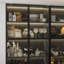 Vitrine 2 pièces avec portes et lumières en verre, grande armoire de rangement moderne avec tablettes à 5 niveaux, étui à trophées pour objets de collection pour le bureau à domicile, noyer-1318521146