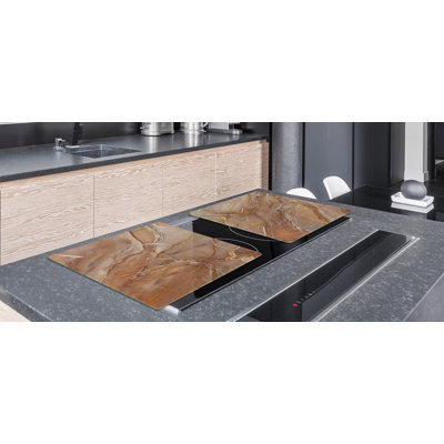 Cooktop Protector | Stove Top Cover Amber Marble Style for Gas & Electric Stove Tops
