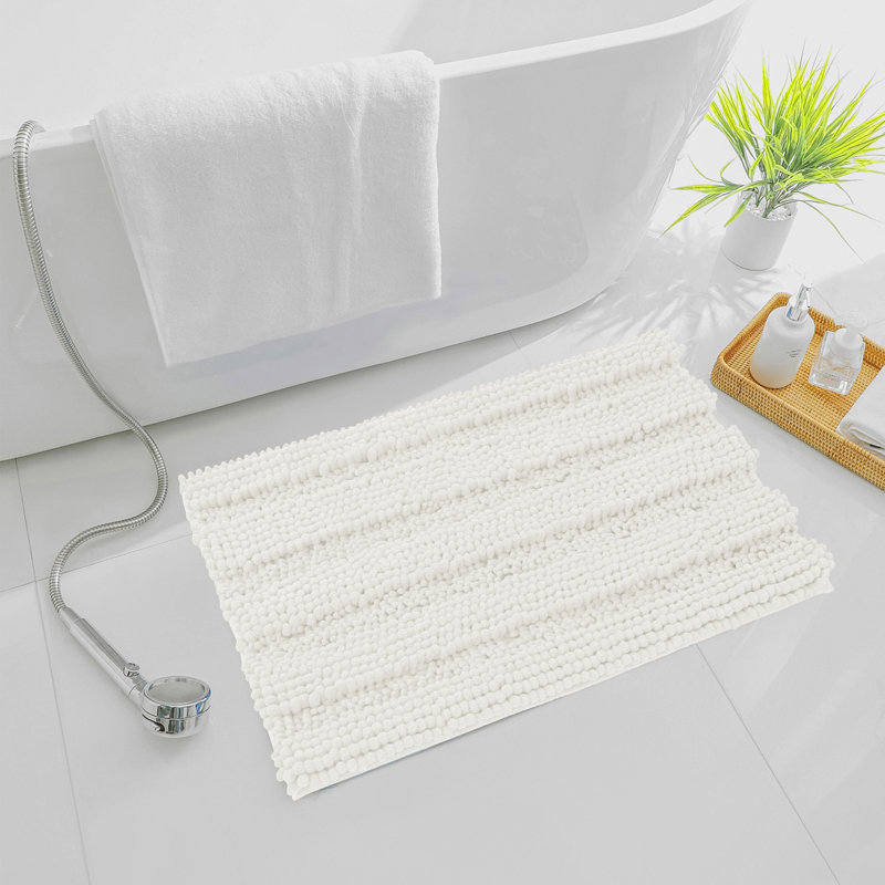 Tapis pour salle de bain Faddis, Simple - L 32 po x l 20 po, Ivoire ivoire