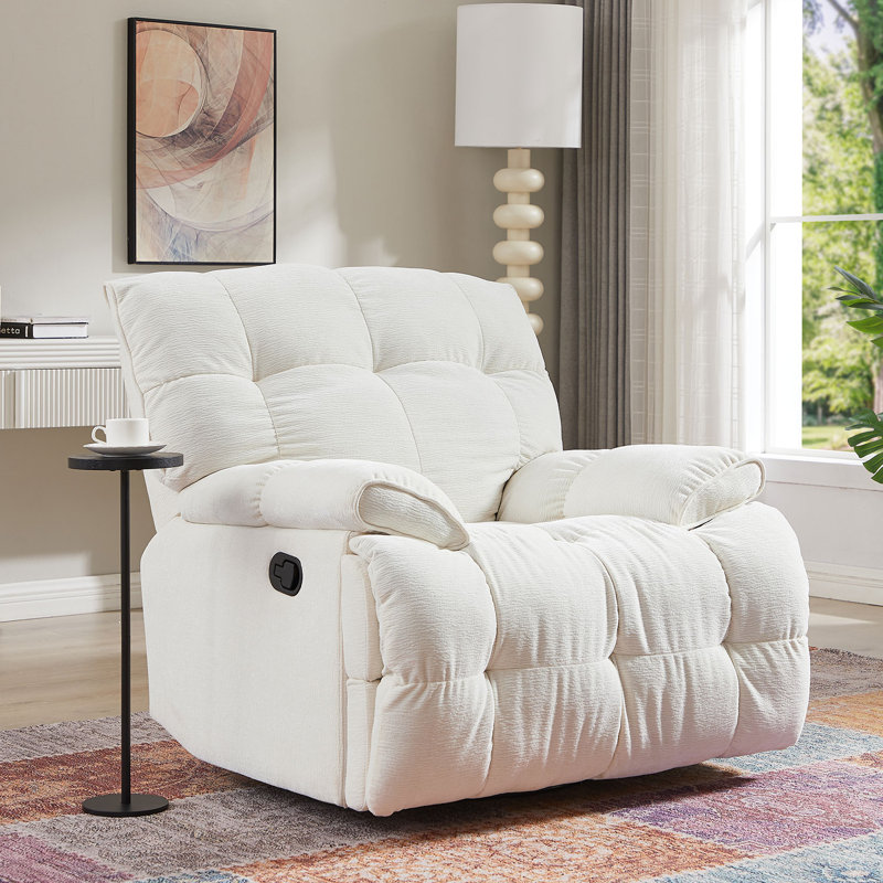 Fauteuil inclinable pivotant de 38,58 po Anaahat, Polyester crème