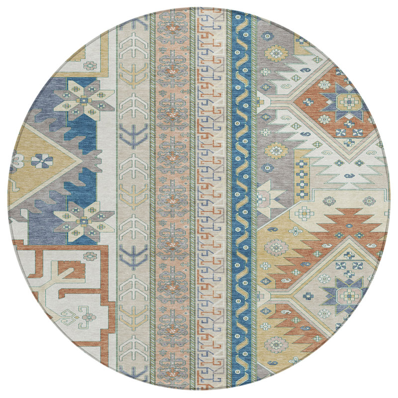Tapis ivoire intérieur / extérieur lavable à la machine Chantille ACN1015, Rond 8 pi