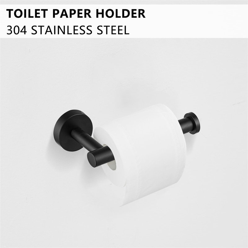 8 Piece Bathroom Hardware Set Wall Mounted Bathroom Accessories Kits Stainless Steel Bathroom Towel Holder Set, Matte Black