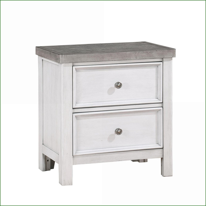 Blanc classique 2 tons & amp; Table de chevet grise à 2 tiroirs - sans assemblage