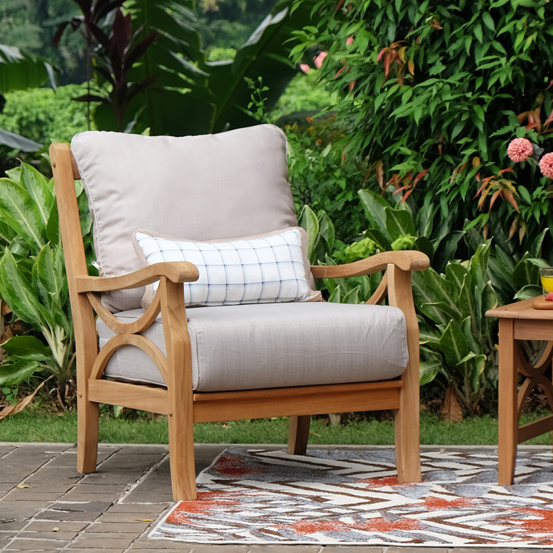 Brunswick Teak 2 - Person Patio Conversation Set with Cushions, Beige