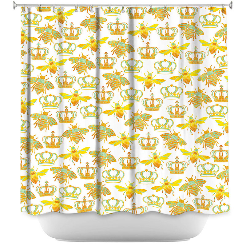 Rideau de douche simple, Jaune / Blanc