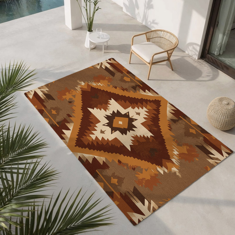 Tapis intérieur et extérieur Saguaro Silhouette, Rectangulaire 3 pi x 5 pi