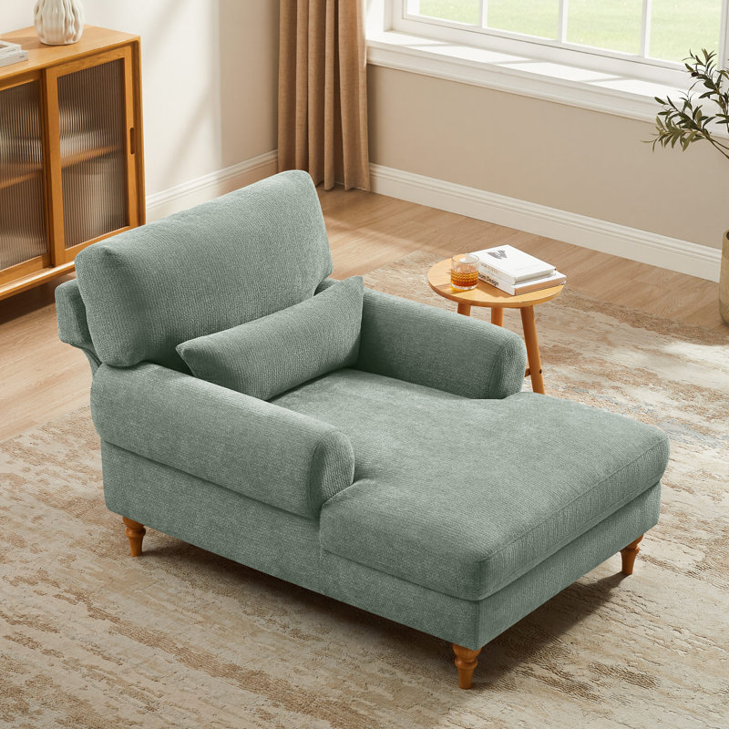 Chaise longue rembourrée avec dossier réglable Jazier, Sauge