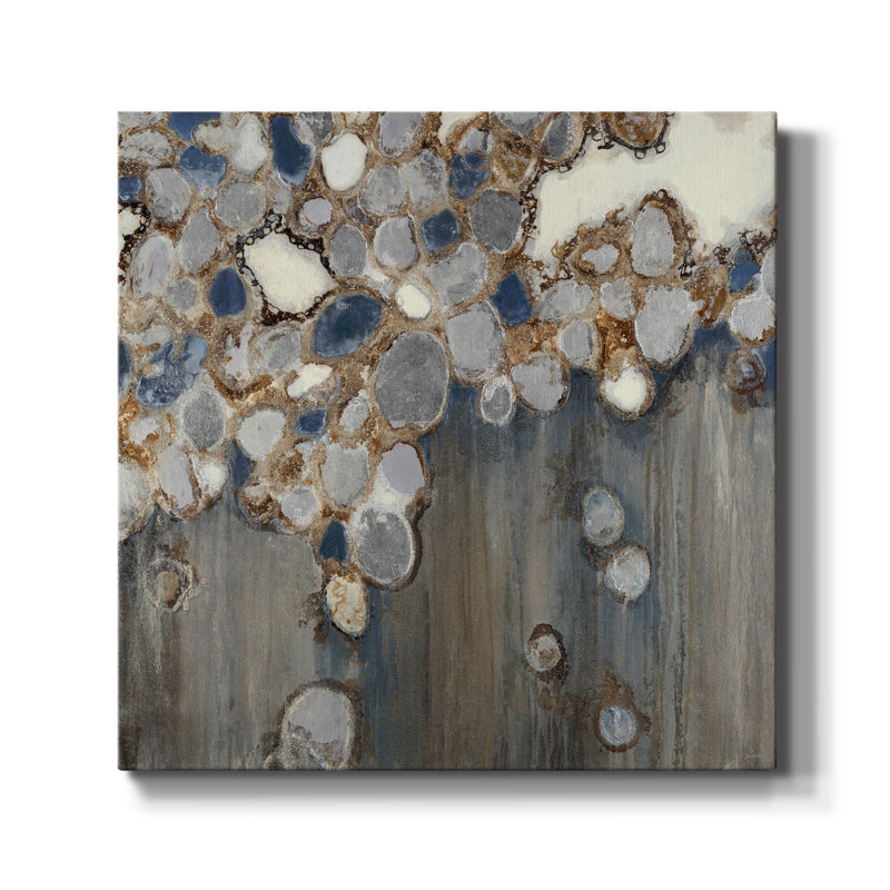 Coquilles d'huître indigo - Toile tendue avec châssis de qualité supérieure - prête à être accrochée