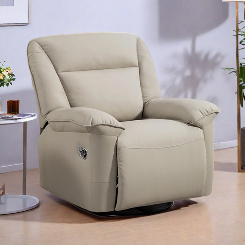 Ergonomic Faux Leather Leisure Single Recliner, Beige Grey