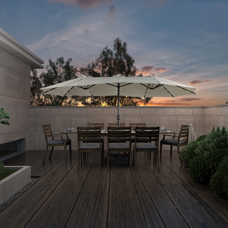 Parasol de patio 15 pi avec base et DEL 15 pi, null