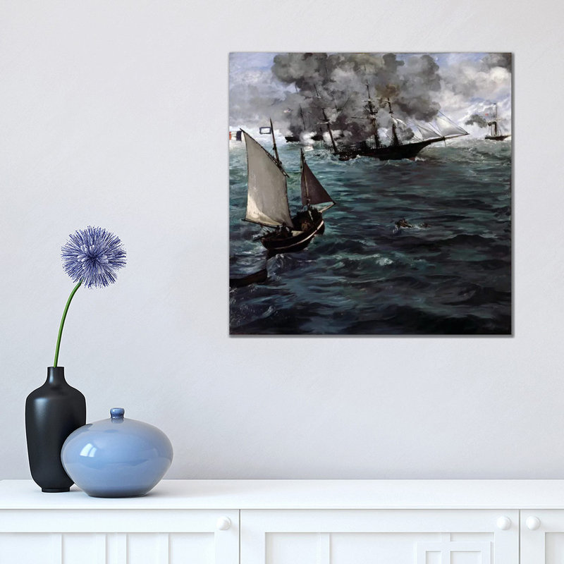 The Battle Of The USS Kearsarge & CSS Alabama by Edouard Manet - Wrapped Canvas Painting