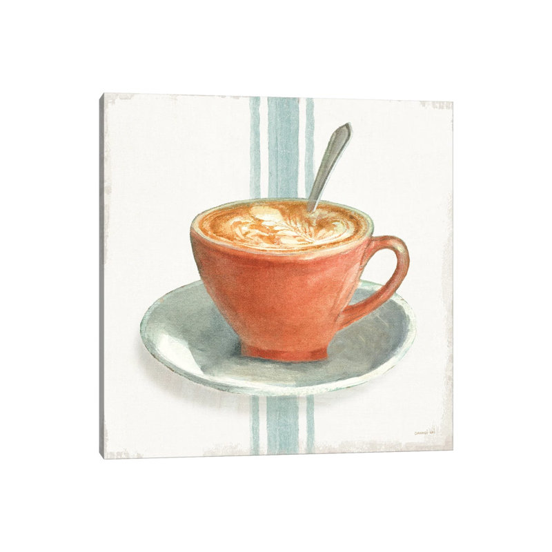 Wake Me Up Coffee III with Stripes No Cookie 1 Piece Wrapped Canvas Painting, 45.72 cm H x 45.72 cm W