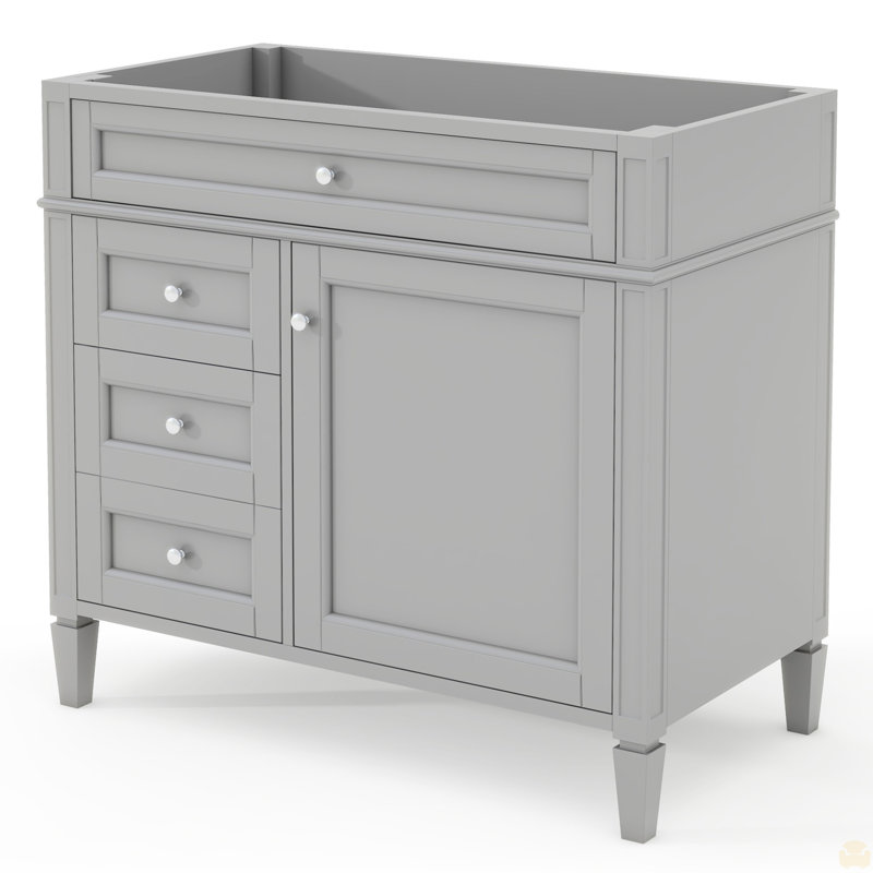 Meuble-lavabo de 36 po sans lavabo supérieur, armoire de rangement de salle de bain avec 2 tiroirs et un tiroir basculant (PAS D'ÉVIER DE BAC)