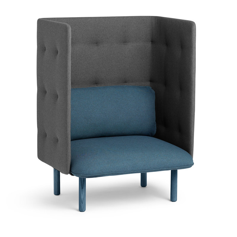 Méridienne QT, Bleu foncé / tissage uni gris foncé / mousseline