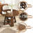 43.3''-59'' Extendable Round Dining Table For 4-8, Mid Century Modern Wooden Round Table With Removable Leaves Space Saving, For Kitchen Living Room-1918473175