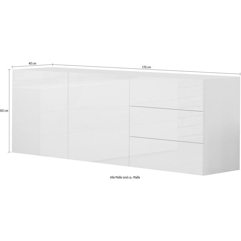 Cadiz 170cm Sideboard, Glossy White