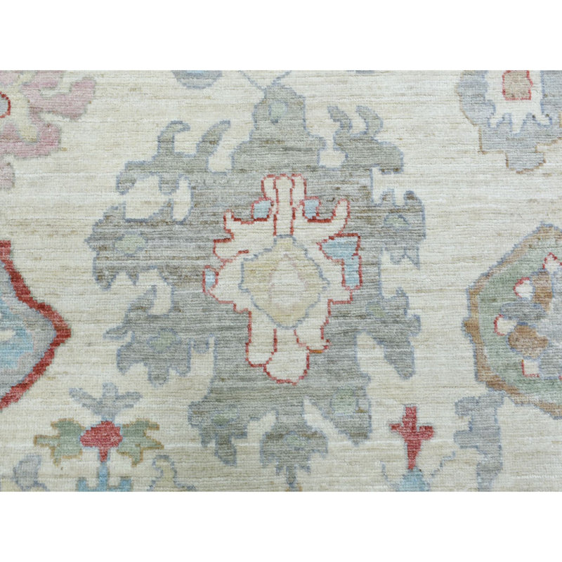 Tapis ivoire en laine nouée à la main 8 pi 2 po x 10 pi Angora Oushak 73B75A6B2465495AA78EC906729A2570