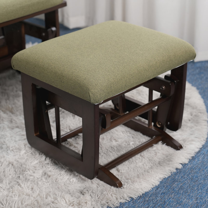 Fauteuil oscillant et repose-pieds Joy, Bois espresso, Vert