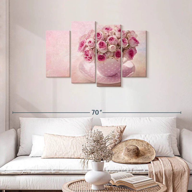 Tasses à thé Harnek roses roses, H 27 po x l 43 po