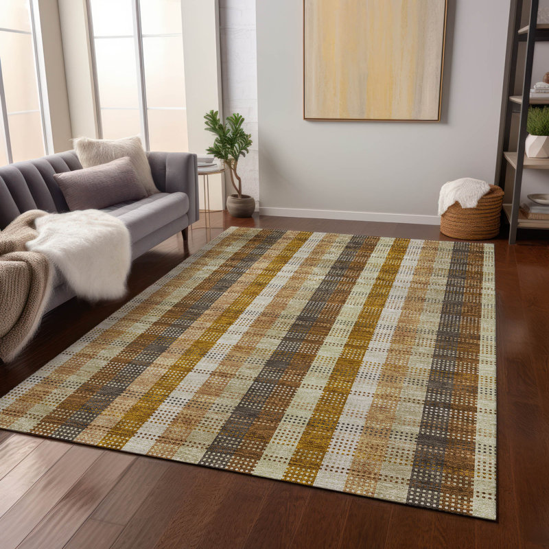 Wheat Synthetic Rectangular Non-Slip Washable Rug 2'6" x 3'10"