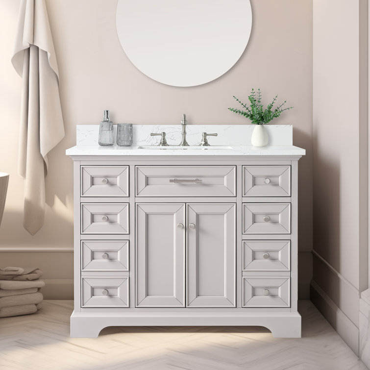 Currahee 42'' Single Bathroom Vanity with Engineered Stone Top