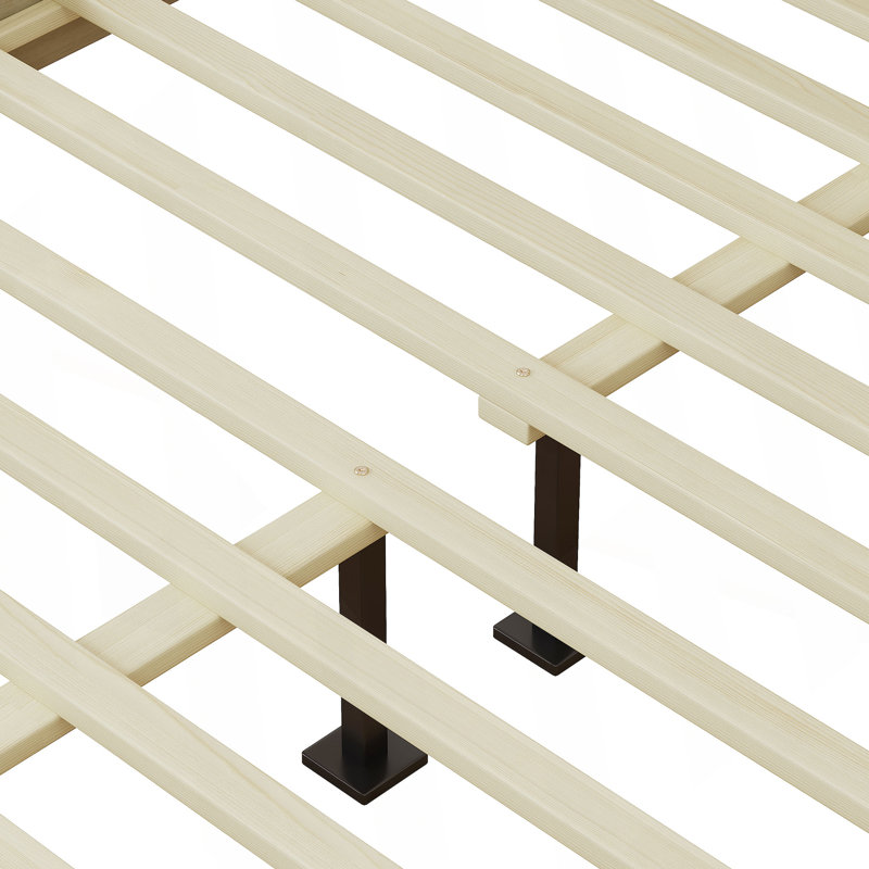Lit plateforme solide avec rotin, Queen