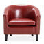 Fauteuil demi-tonneau Cohmer de 28,74 po de large, fauteuil club en similicuir rembourré avec garniture cloutée dorée Cohmer-1517470774
