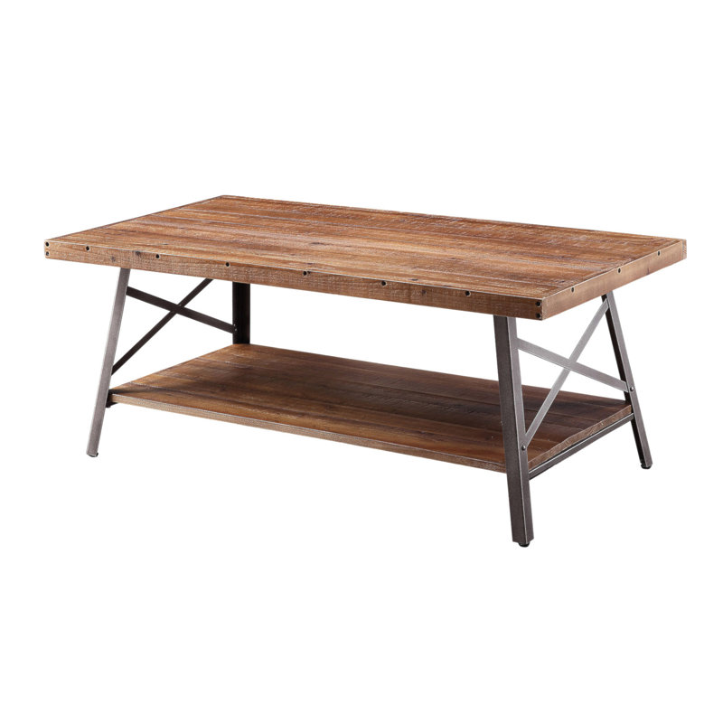 Table basse avec rangement en chêne patiné et sable noir