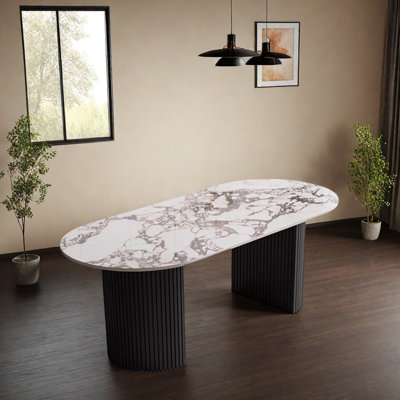 Modern Light Luxury Pattern Rock Slab Dining Table by Orren Ellis