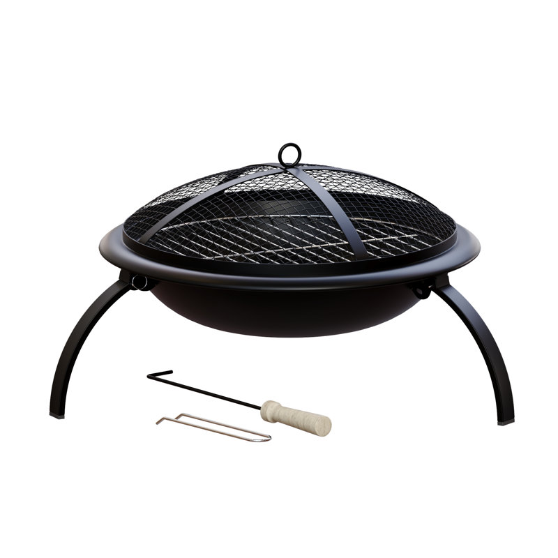 Abigaille Round Steel Smokeless Fire Pit, 37cm H x 54cm W x 51cm D