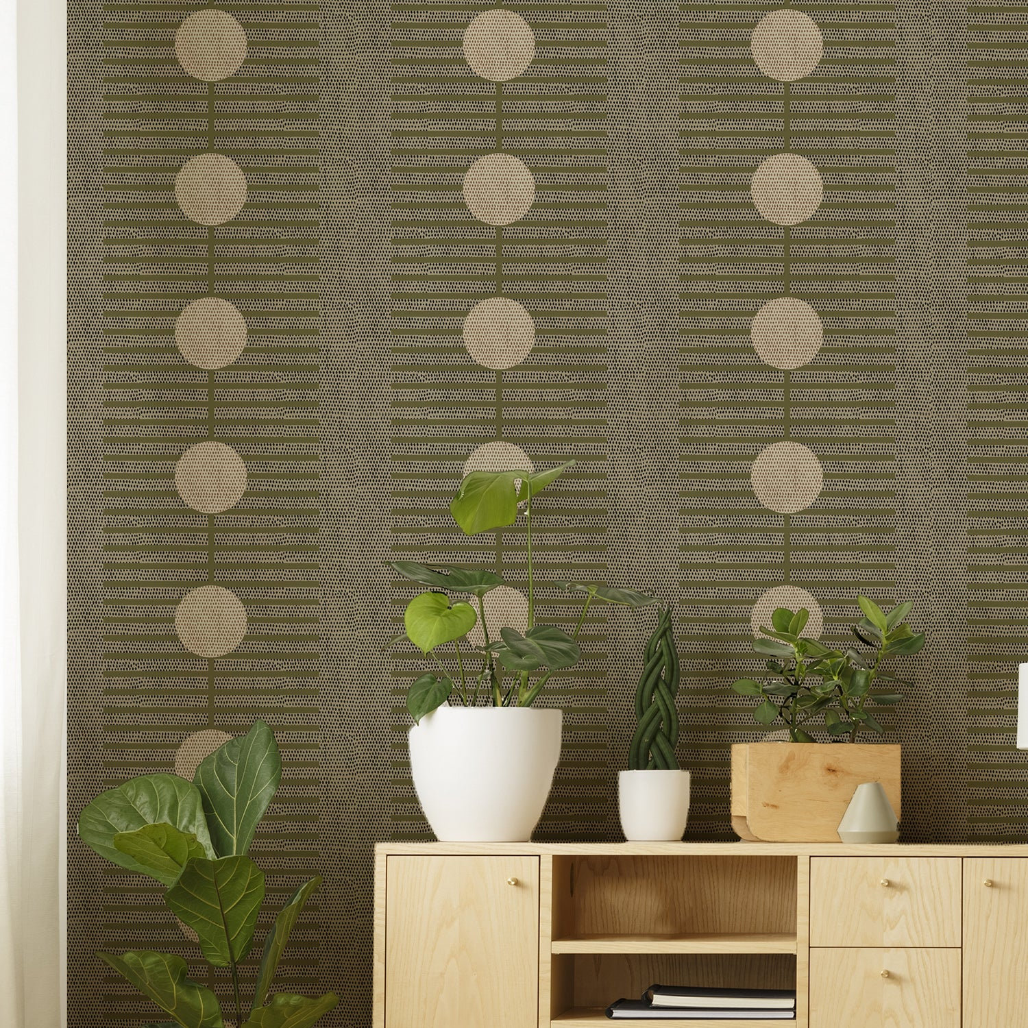 Nomalanga Self-Adhesive Wallpaper, Olive, Self-adhesive