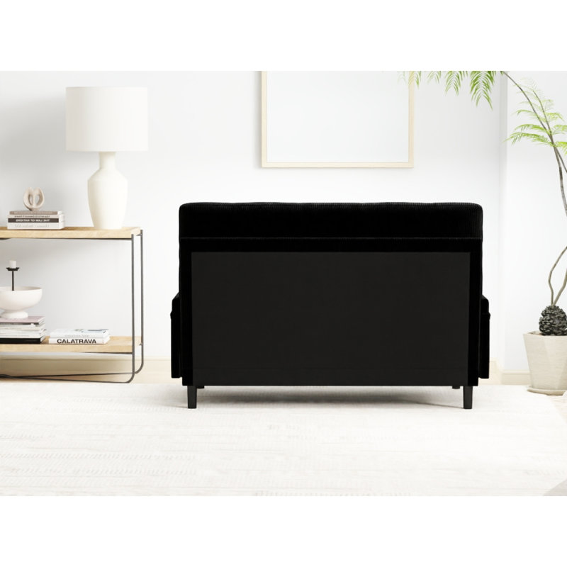 Convertible Loveseat, Velours côtelé noir
