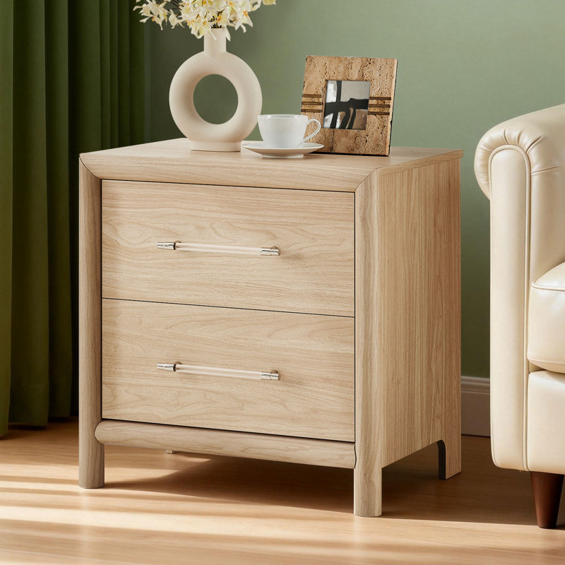24''H Nightstand With 2 Drawer Storage, Oak