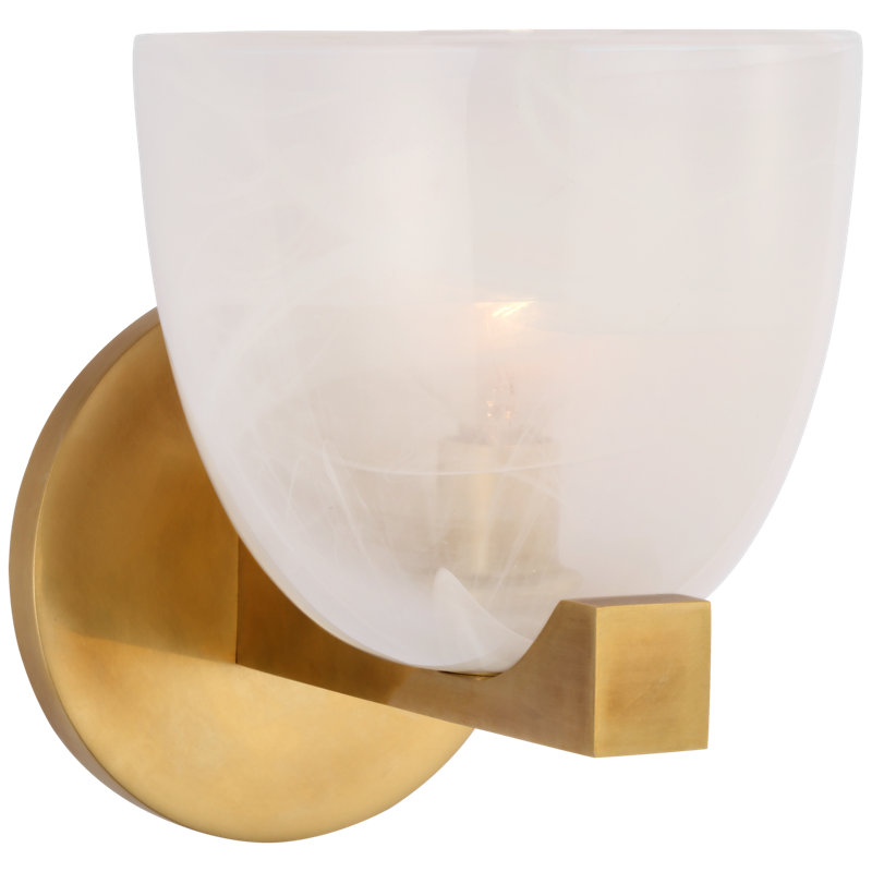 Carola 1 - Light Armed Sconce, Hand-Rubbed Antique Brass, White Strie
