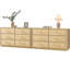 Commode double moderne à 6 tiroirs avec texture en faux bois et poignées dorées-1115107754-1115107753