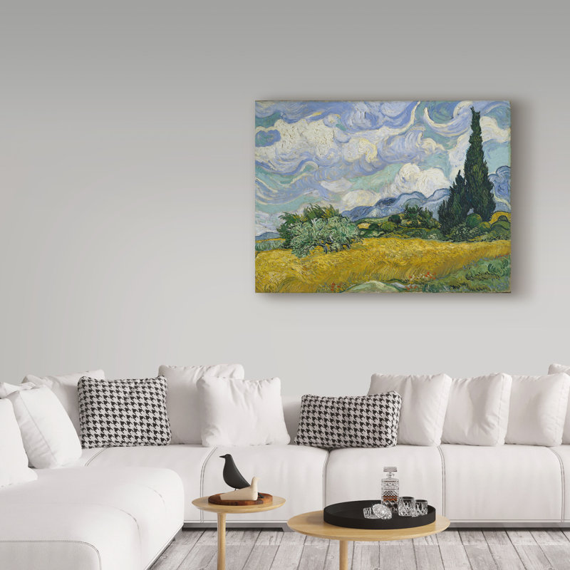« Wheat Field with Cypresses » par Vincent Van Gogh, reproduction de peinture à l'huile sur toile tendue