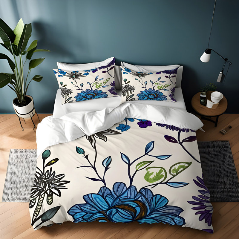 Ensemble de housse de couette , Housse de couette grand + 2 grandes taies décorat