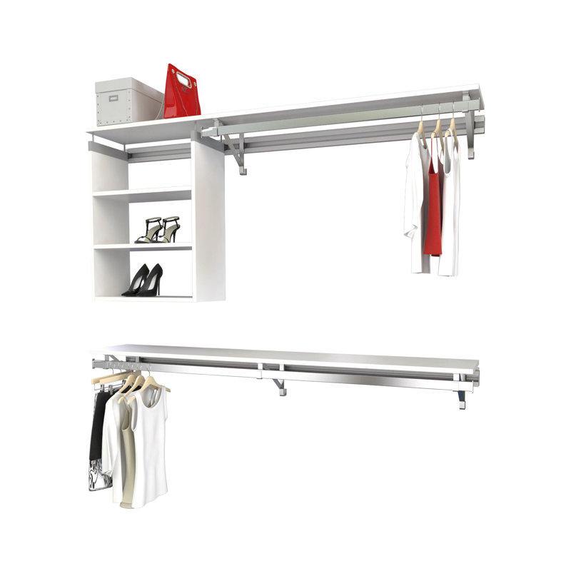 Tablette double avec tablettes réglables, Blanc, H 36,5 po x l 84 po x P 12,25 po