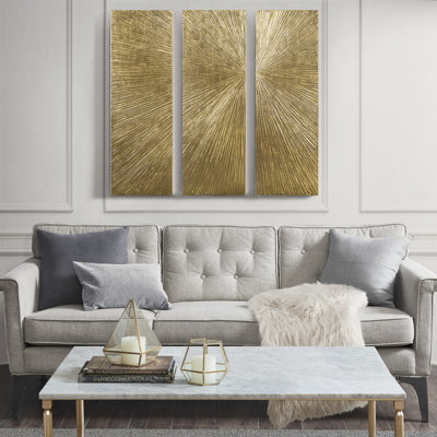 Sunburst 3-Piece Hand-Painted Resin Wall Art