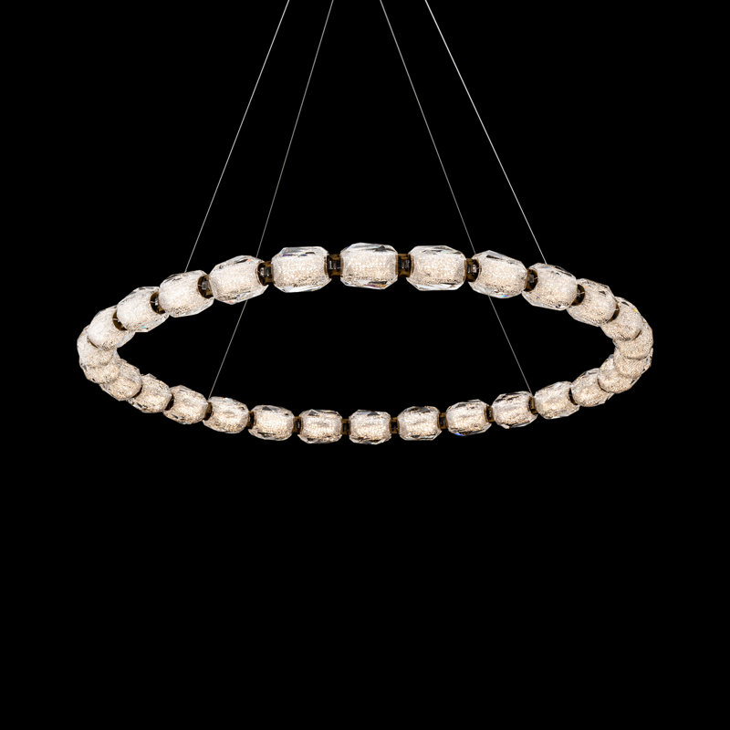 Seduction 28 Light Crystal LED Pendant, Aged Brass