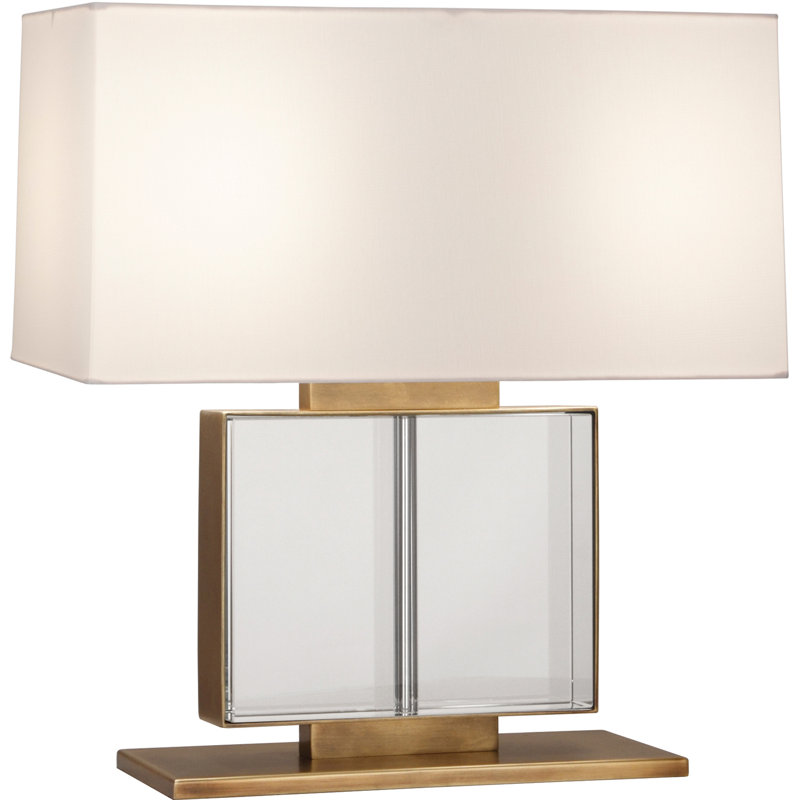 Lampe de table Sloan - cristal au plomb, laiton vieilli - abat-jour flocon de neige blanc
