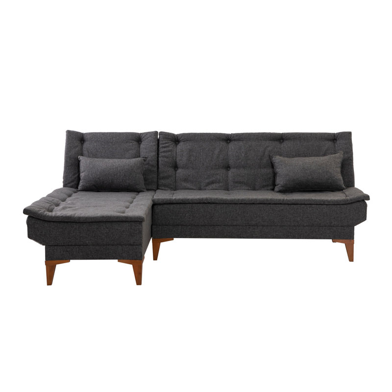 Canapé-lit d'angle, 100 % lin anthracite