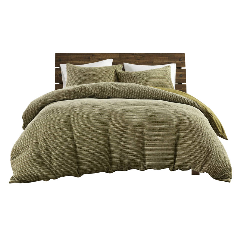 3 pièces, couette pour lit double / grand lavé à la gaufre, conçue pour la durabilité, tissu naturellement respirant 100% coton - doux au toucher, 4 attaches de coin