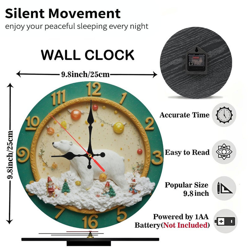 Horloge de Noël-Ours-polaire-Gnomes