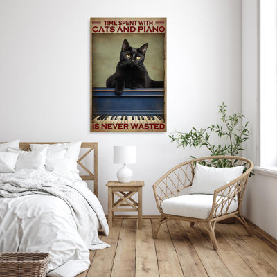 Impression sur toile, "Elyzabeth Time Spent With Cats And Piano"