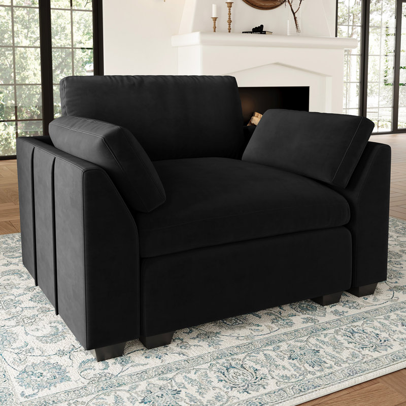 Knopp Velvet Comfort Rest Single Sofa, Black