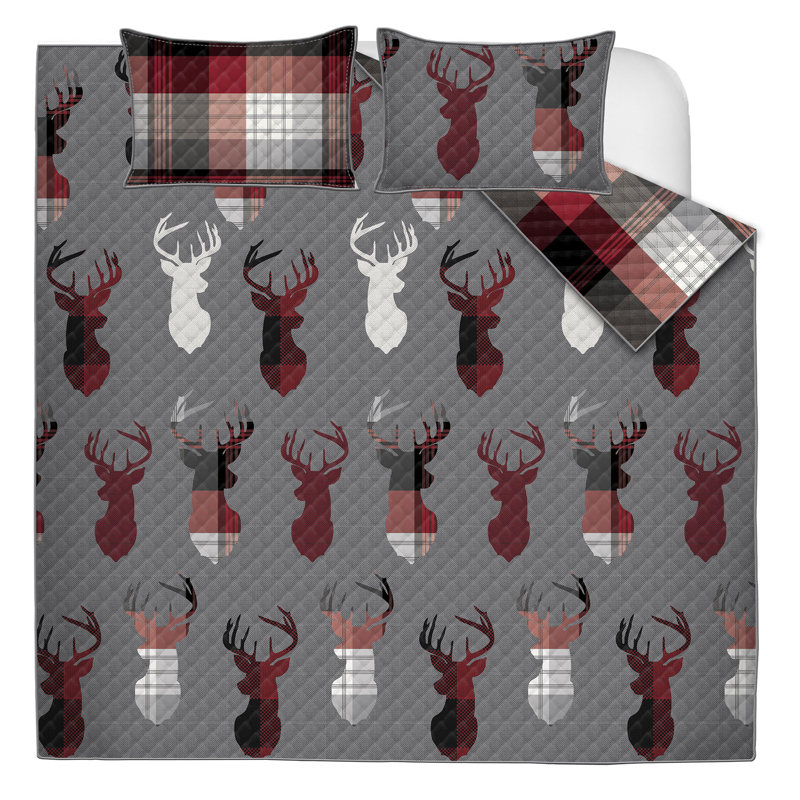 Ensemble de courtepointe 3PC K Classic Plaid, Courtepointe double / grand et 2 taies décorative