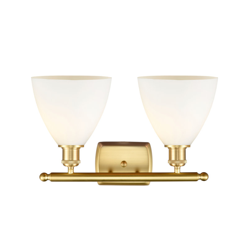 Éclairage pour meuble-lavabo 2 lumières Shauna, Blanc mat, Incandescent, Or satiné
