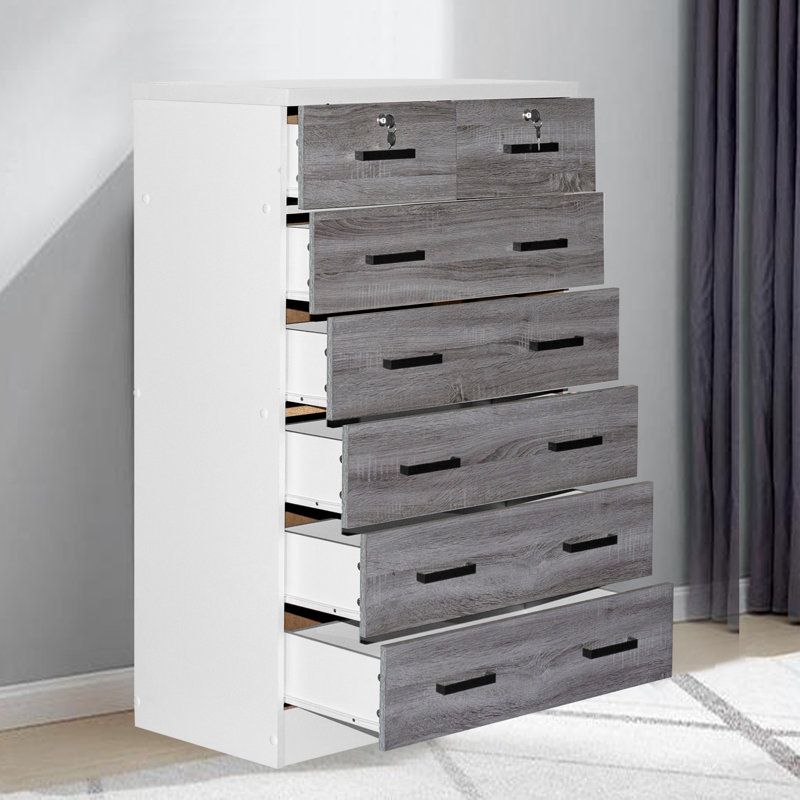 Maray 31.5'' W 7 - Drawer Dresser, White/Gray